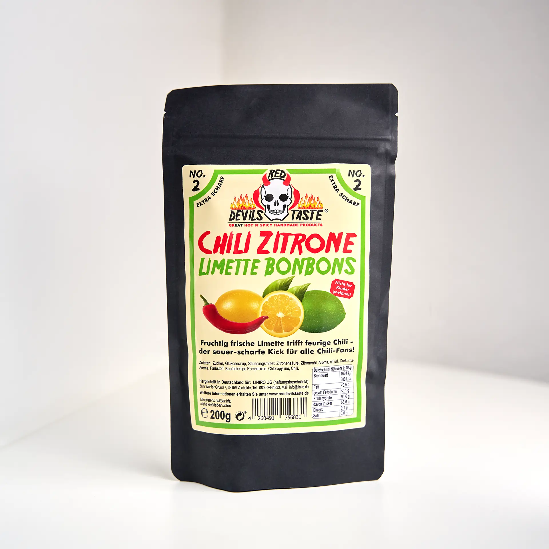Red Devils Taste - Chili Zitrone Limette Bonbon - extra scharf - 200g - Hotskala: 8