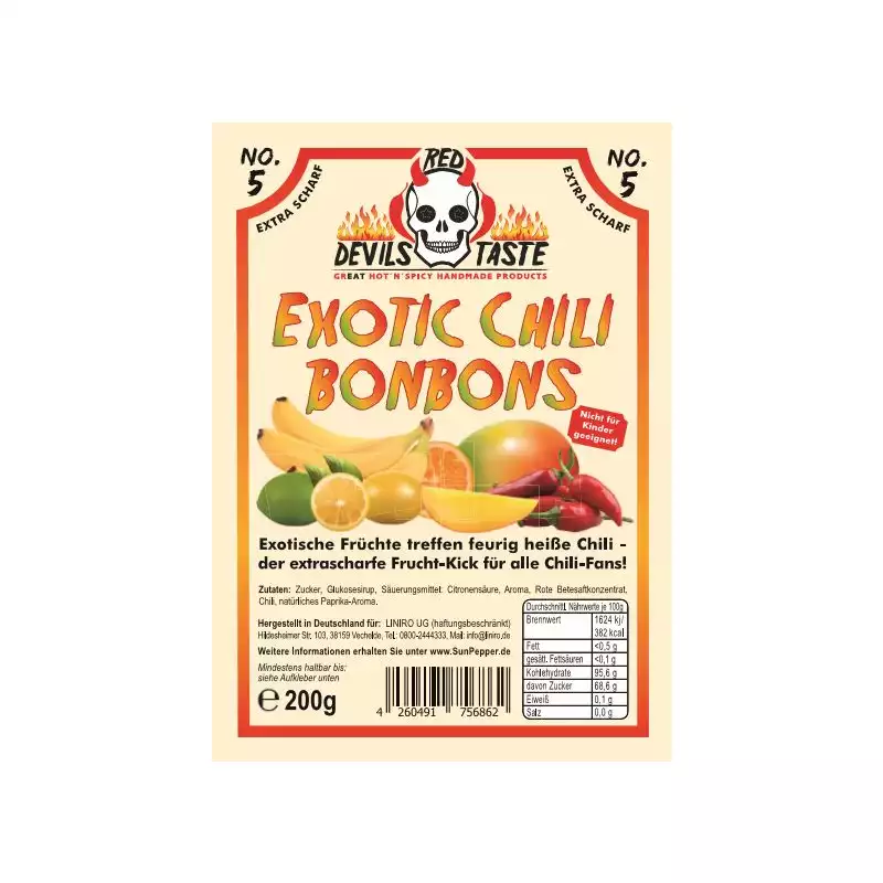 Red Devils Taste - Chili Exotic Bonbon - extra scharf - 200g - Hotskala: 8